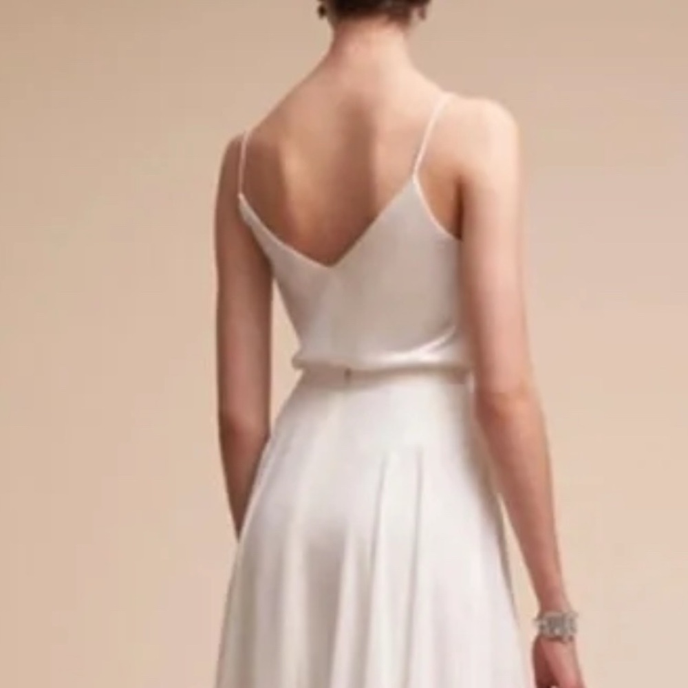 Jenny Yoo V neck strappy camisole top in white size 4 - Picture 3 of 13